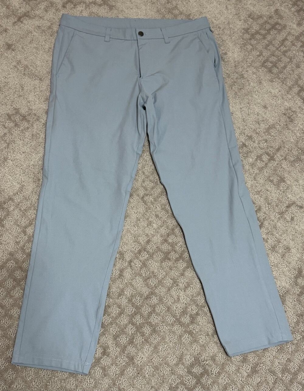 Lululemon Commission Pant Slim Warpstreme Mens 36x30 Light Blue Stretch *READ